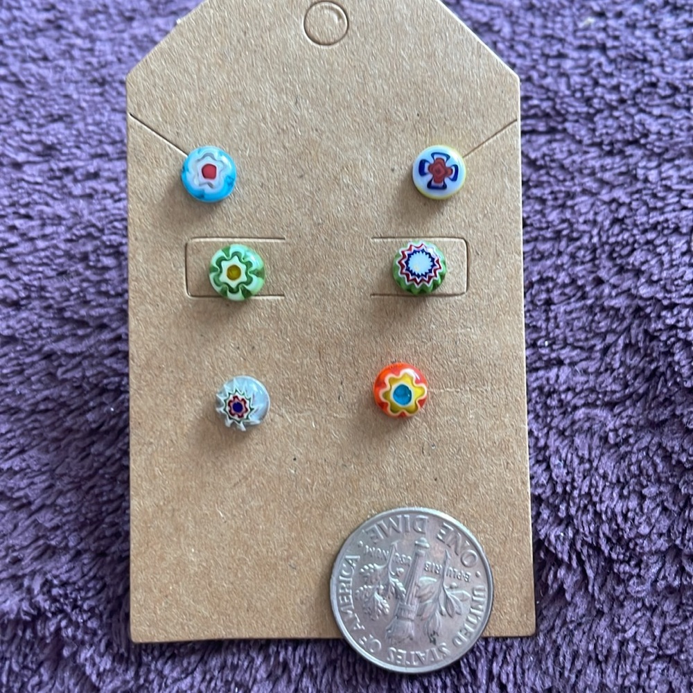 Mixed Mini Colorful Stud‎ Earrings - Picture 4 of 4